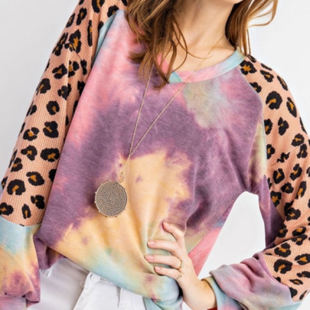 LAST 1 - NWT Boutique Hi-Lo tie dye cheetah waffle - Picture 5 of 6